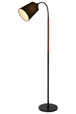 Aneta Lighting Gulvlampe Ljusdal sort/valnød m/skærm