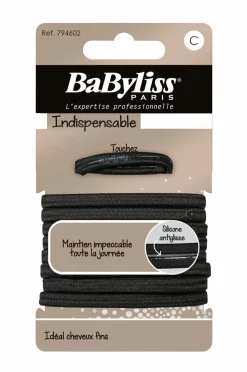 BaByliss Sort hårelastik 9 stk. anti-glid