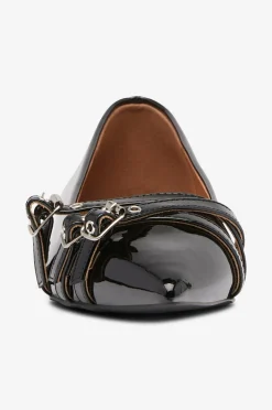 Bianco Ballerinasko Biabari Pointy Flat Buckle Faux Leather