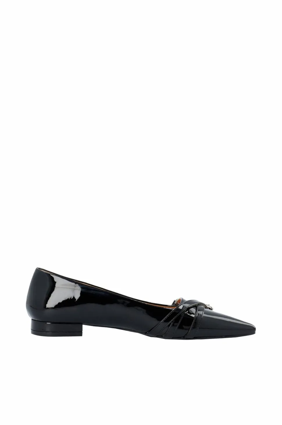 Bianco Ballerinasko Biabari Pointy Flat Buckle Faux Leather