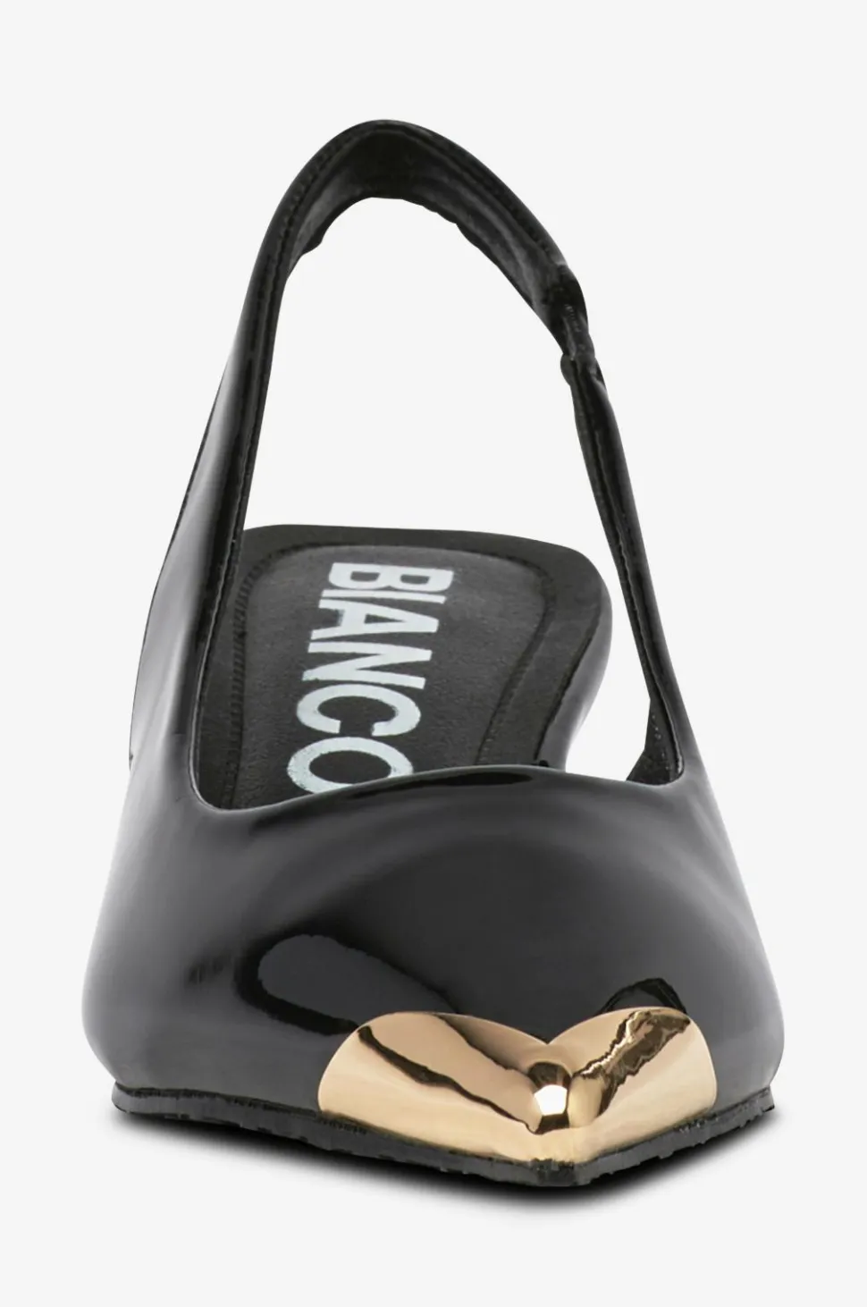 Bianco Højhælet sko biaKristin Kitten Heel Slingback Metal Toecap Patent