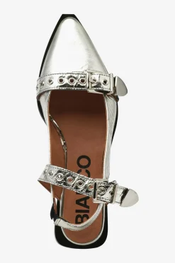Bianco Slingback biaVictoria Buckle Tumbled Metallic Leather