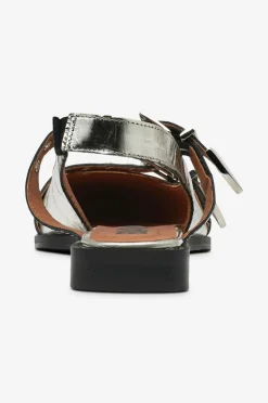 Bianco Slingback biaVictoria Buckle Tumbled Metallic Leather