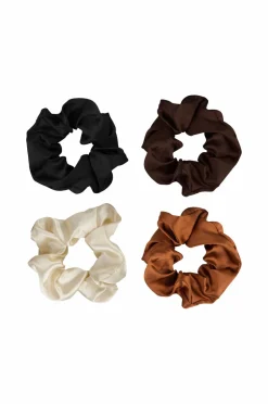 Brushworks Nude Satin Scrunchies 4 pcs