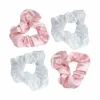Brushworks Pink & White Satin Scrunchies 3 Pcs