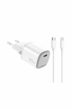 Celly Usb-oplader Gan 1 x Usb-c PD 20w + Lightning-kabel