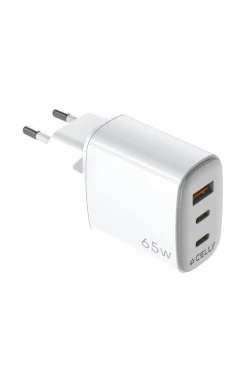 Celly Usb-oplader Gan 1 x Usb-a + 2 x Usb-c PD 65w