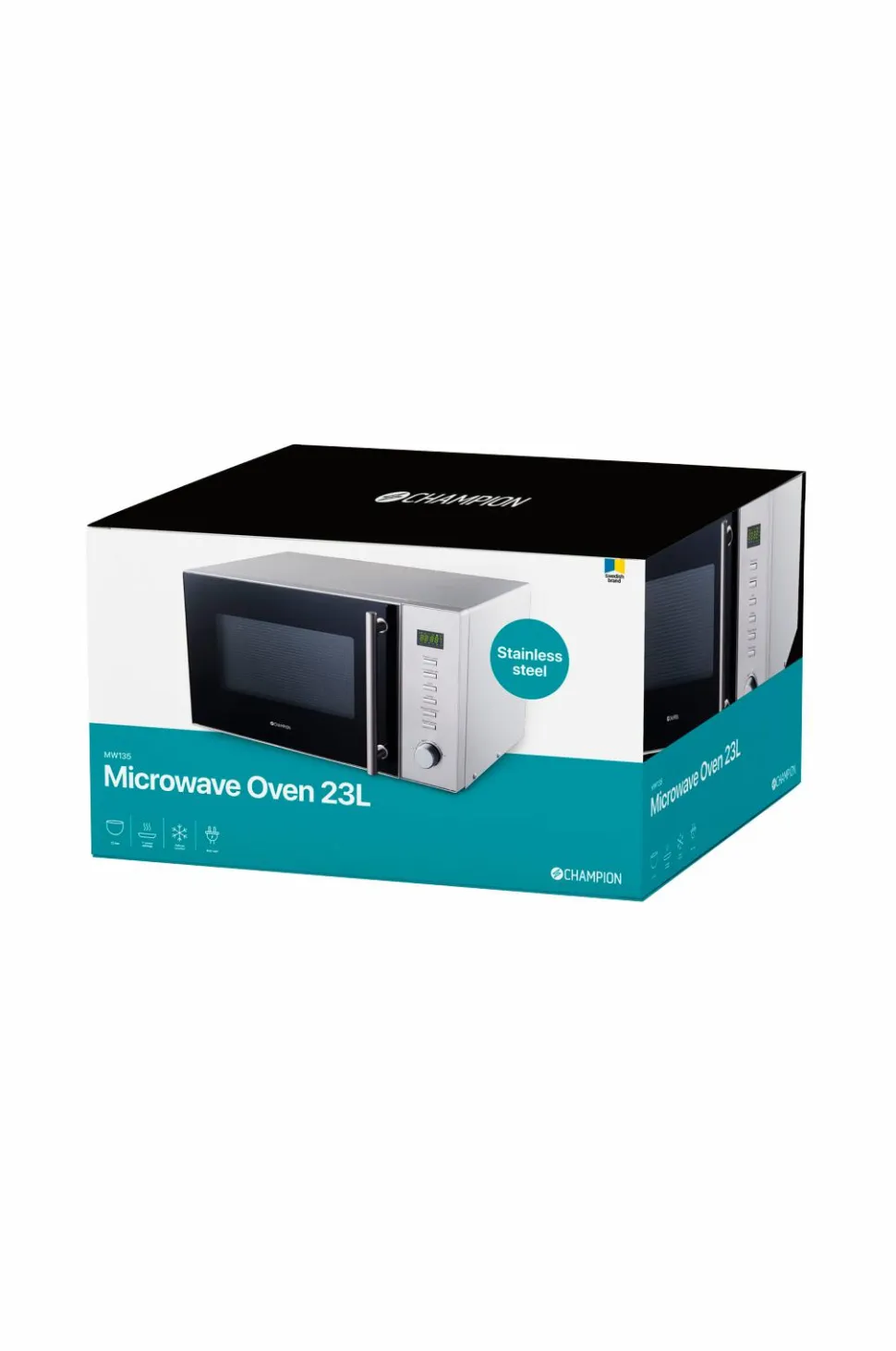 Champion Nordic Mikrobølgeovn 23 liter 900W, Rustfri