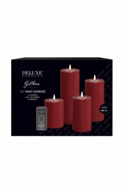 DeluxeHomeart LED Giftbox Pillar Candle 4 stk + fjernbetjening
