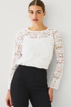 Ellos Collection Blondebluse med lange ærmer