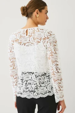 Ellos Collection Blondebluse med lange ærmer