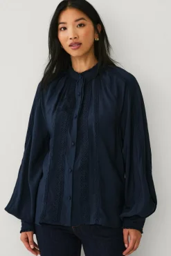 Ellos Collection Bluse med blondedetaljer