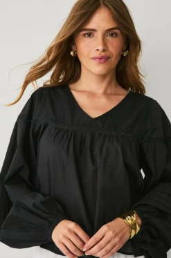 Ellos Collection Bluse med blondeindsatser