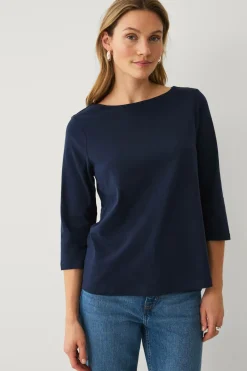 Ellos Collection Bomuldstop med bådudskæring og 3/4-ærmer