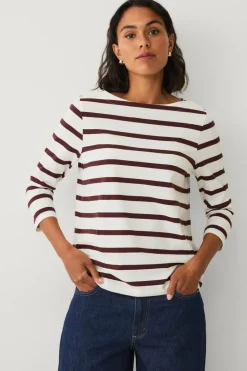 Ellos Collection Bomuldstop med bådudskæring og 3/4-ærmer