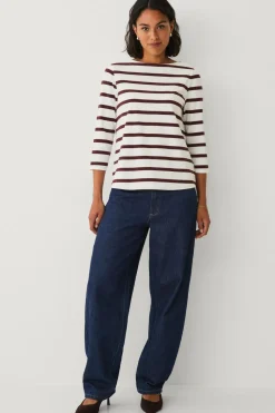 Ellos Collection Bomuldstop med bådudskæring og 3/4-ærmer