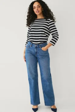 Ellos Collection Bomuldstop med bådudskæring og 3/4-ærmer