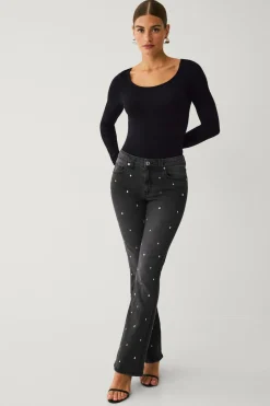 Ellos Collection Bootcut jeans med rhinstene
