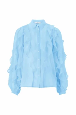 Ellos Collection Chiffonbluse med flæser og knaplukning