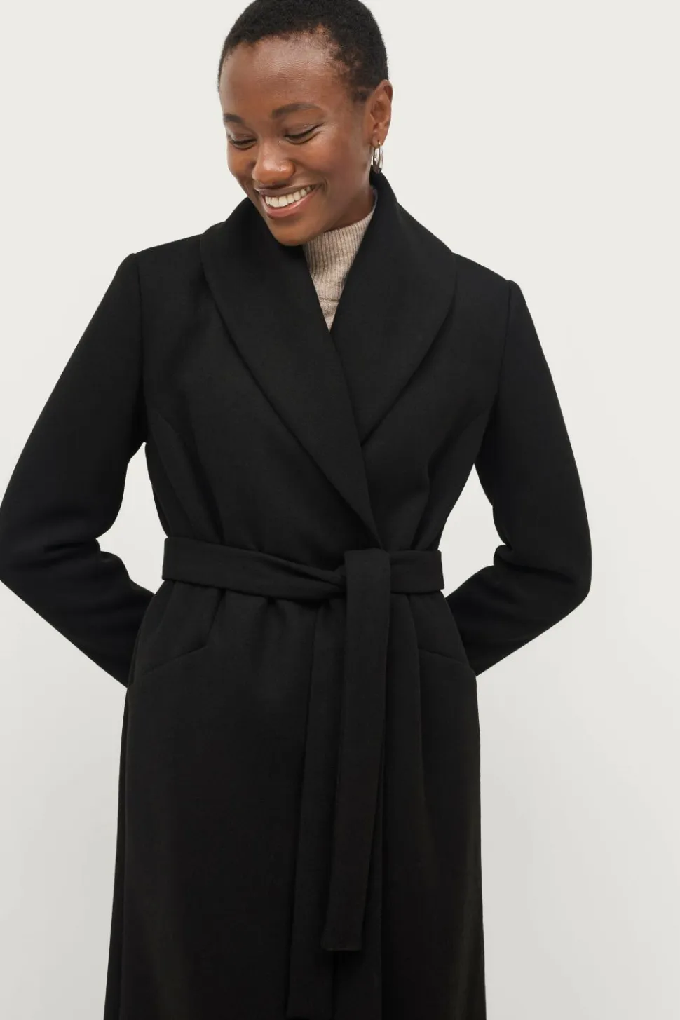 Ellos Collection Dobbeltradet frakke med sjalskrave