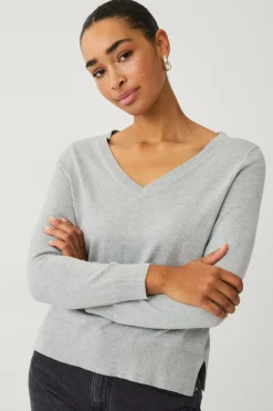 Ellos Collection Finstrikket trøje med v-hals