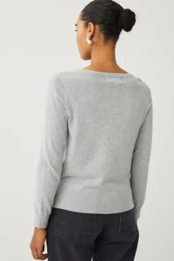 Ellos Collection Finstrikket trøje med v-hals