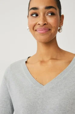 Ellos Collection Finstrikket trøje med v-hals