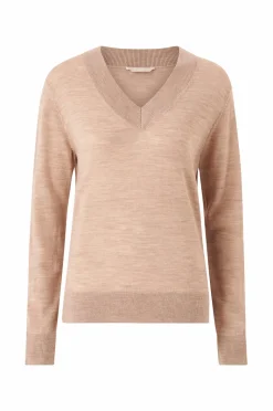 Ellos Collection Finstrikket uldtrøje med v-hals