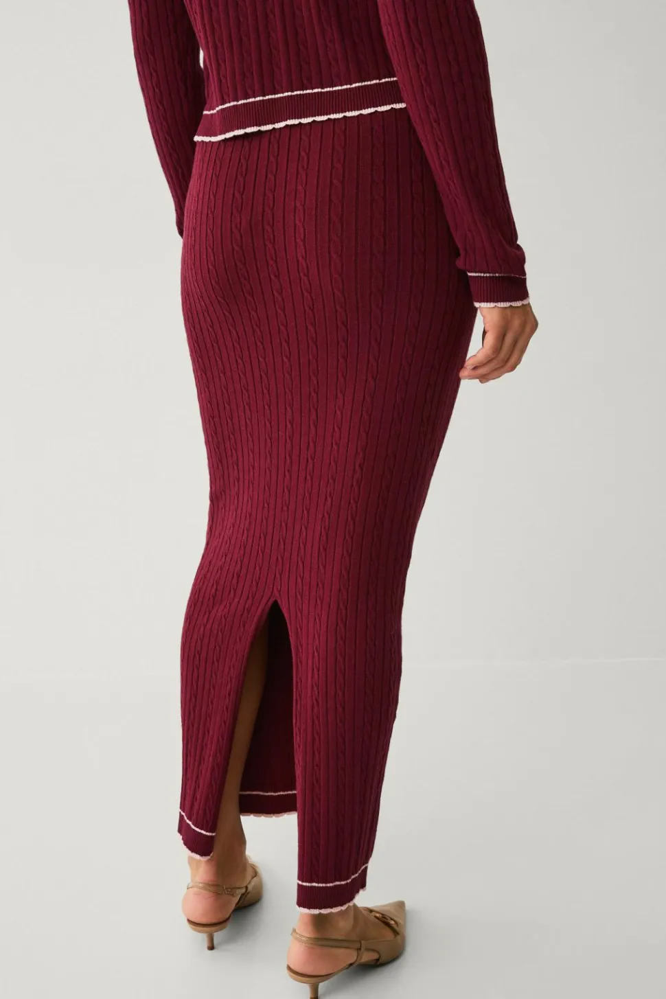 Ellos Collection Kabelstrikket maxi nederdel