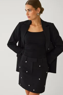 Ellos Collection Kort skræddersyet kjole med rhinstene