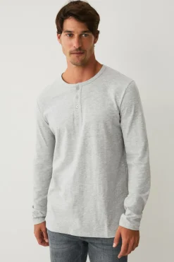 Ellos Collection Langærmet t-shirt med knaplukning