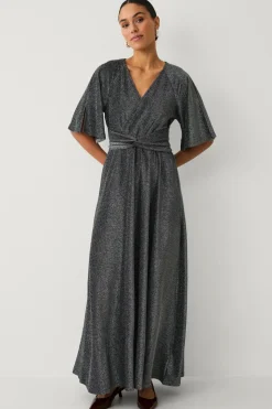 Ellos Collection Maxi kjole i lurex med bindebælte