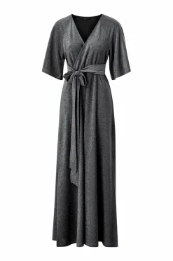 Ellos Collection Maxi kjole i lurex med bindebælte