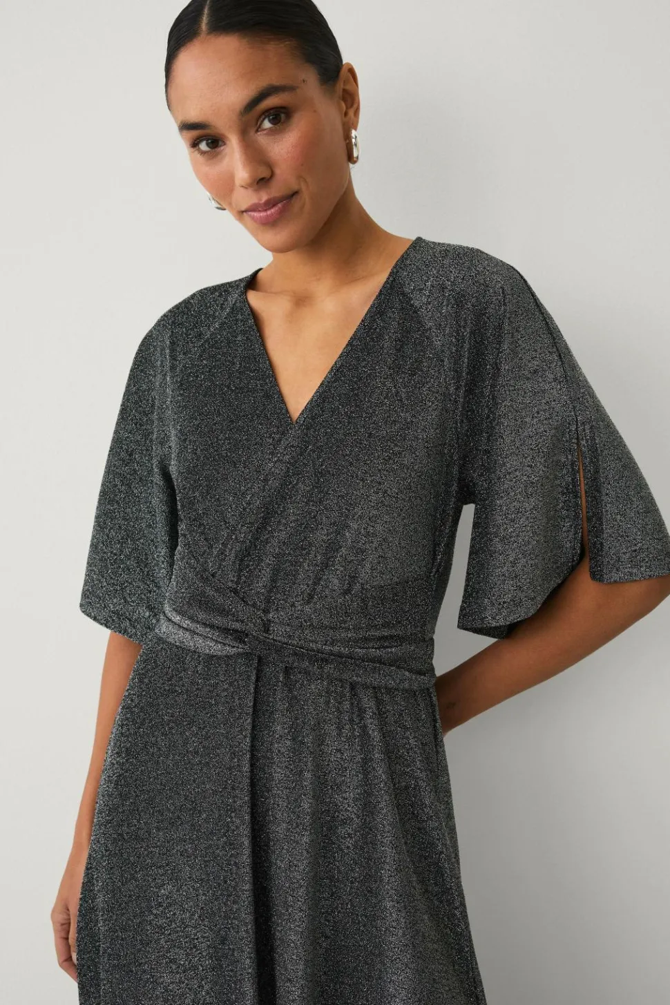 Ellos Collection Maxi kjole i lurex med bindebælte