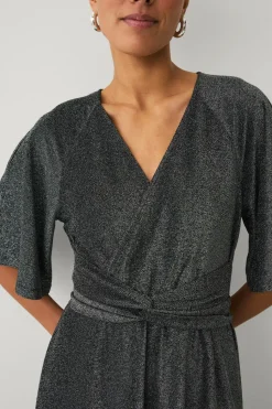 Ellos Collection Maxi kjole i lurex med bindebælte