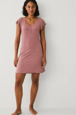 Ellos Collection Natkjole med halv knaplukning