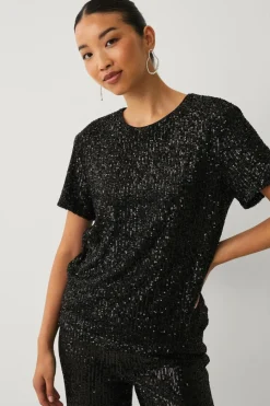 Ellos Collection Paillet top med korte ærmer