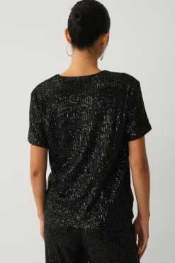 Ellos Collection Paillet top med korte ærmer
