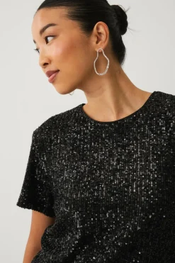 Ellos Collection Paillet top med korte ærmer