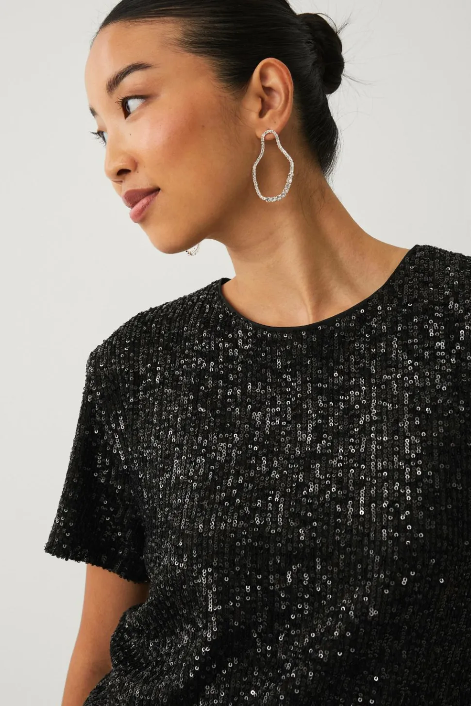 Ellos Collection Paillet top med korte ærmer