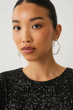 Ellos Collection Paillet top med korte ærmer