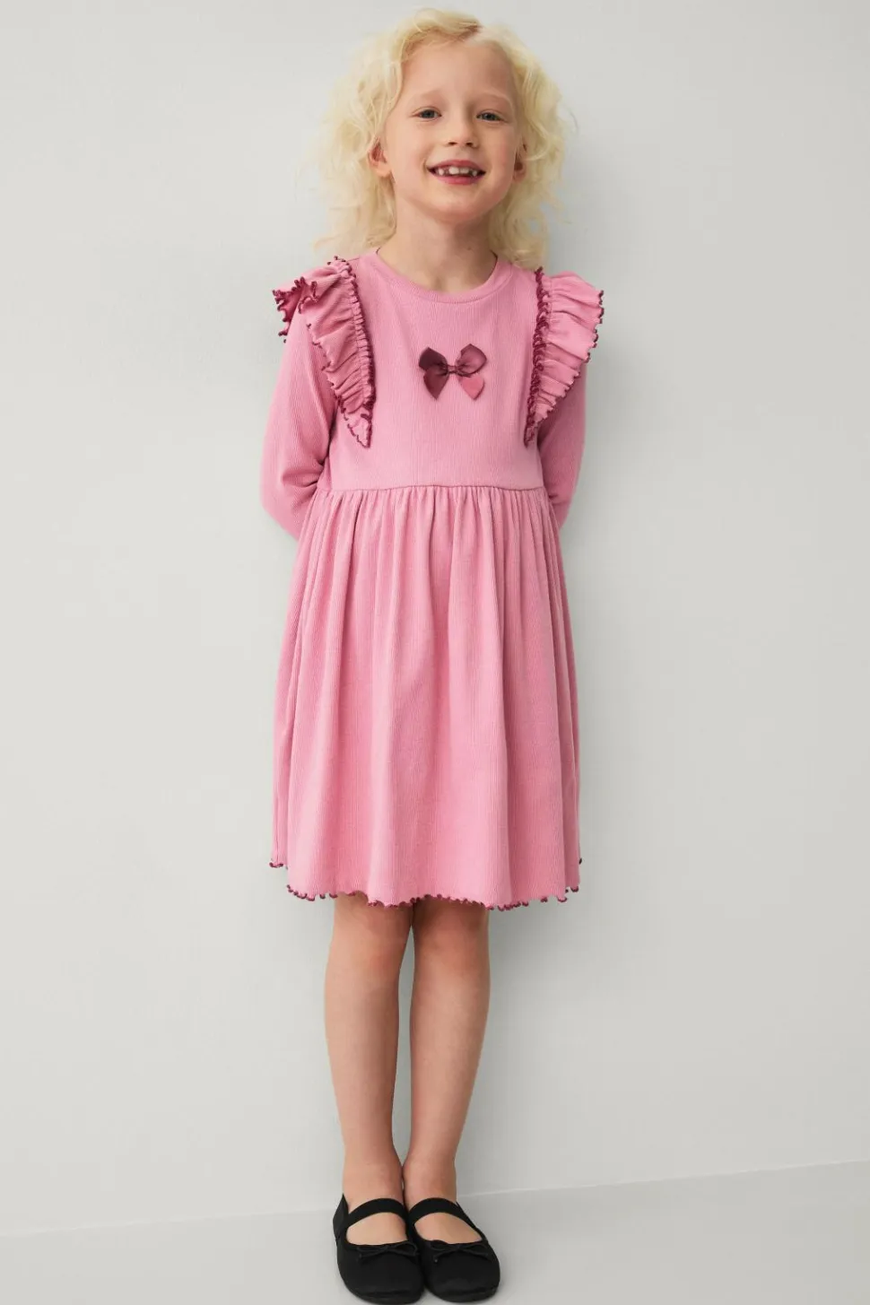 Ellos Collection Ribbet trikotkjole