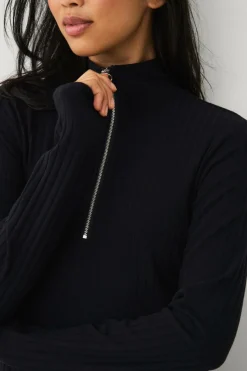 Ellos Collection Ribbet kjole med halv halfzip
