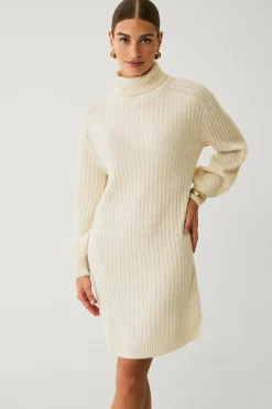 Ellos Collection Ribstrikket kjole med polokrave