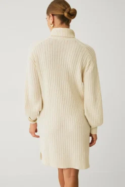 Ellos Collection Ribstrikket kjole med polokrave