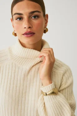 Ellos Collection Ribstrikket kjole med polokrave