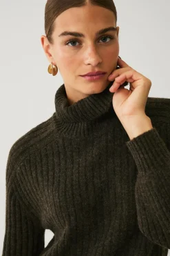 Ellos Collection Ribstrikket kjole med polokrave