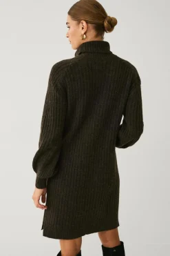 Ellos Collection Ribstrikket kjole med polokrave