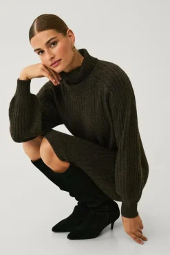 Ellos Collection Ribstrikket kjole med polokrave