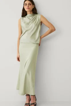 Ellos Collection Ærmeløs satinbluse med drapering